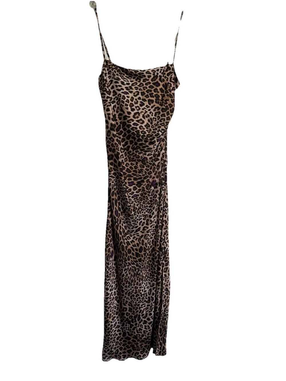 Dixie Italy Leopard Print Adjustable Strap Maxi Dress Size Small